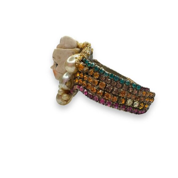 Wendy Gell Wristie Creepy Haunted Doll Face Crystal Cuff Bracelet Vintage - Picture 4 of 14